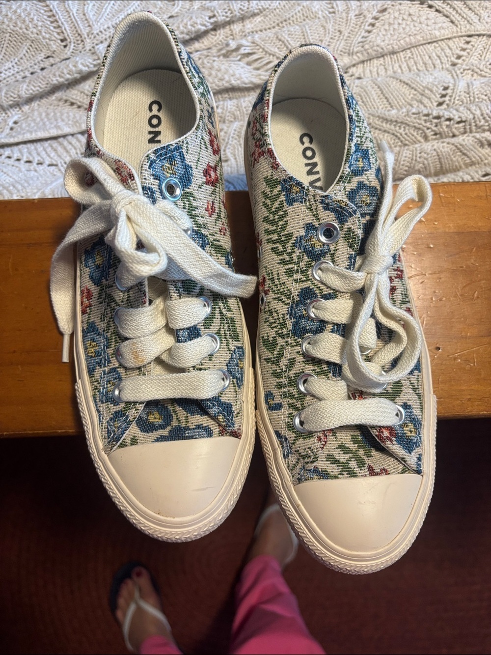 Converse Floral Tapestry Needlepoint Cottagecore Top Sneakers